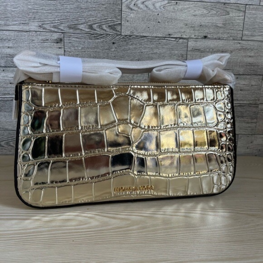 Michael Kors Pale Gold Crocodile Embossed Empire Shoulder Bag - Picture 5 of 6